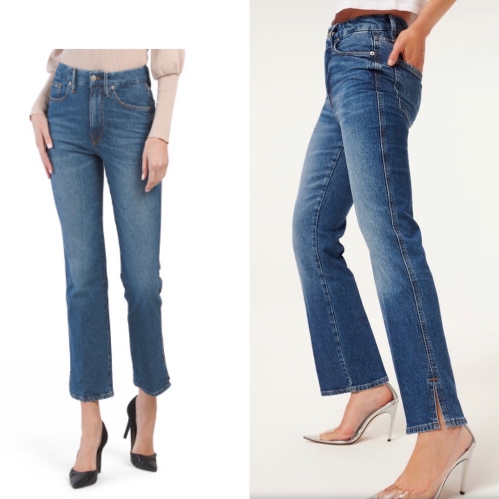 Good American Good Curve Skinny slit hem sculpting denim in Blue814 size 0/25